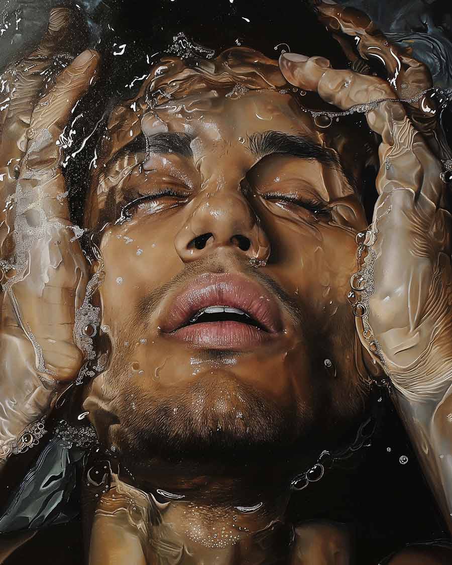 Un homme la tête sous l'eau