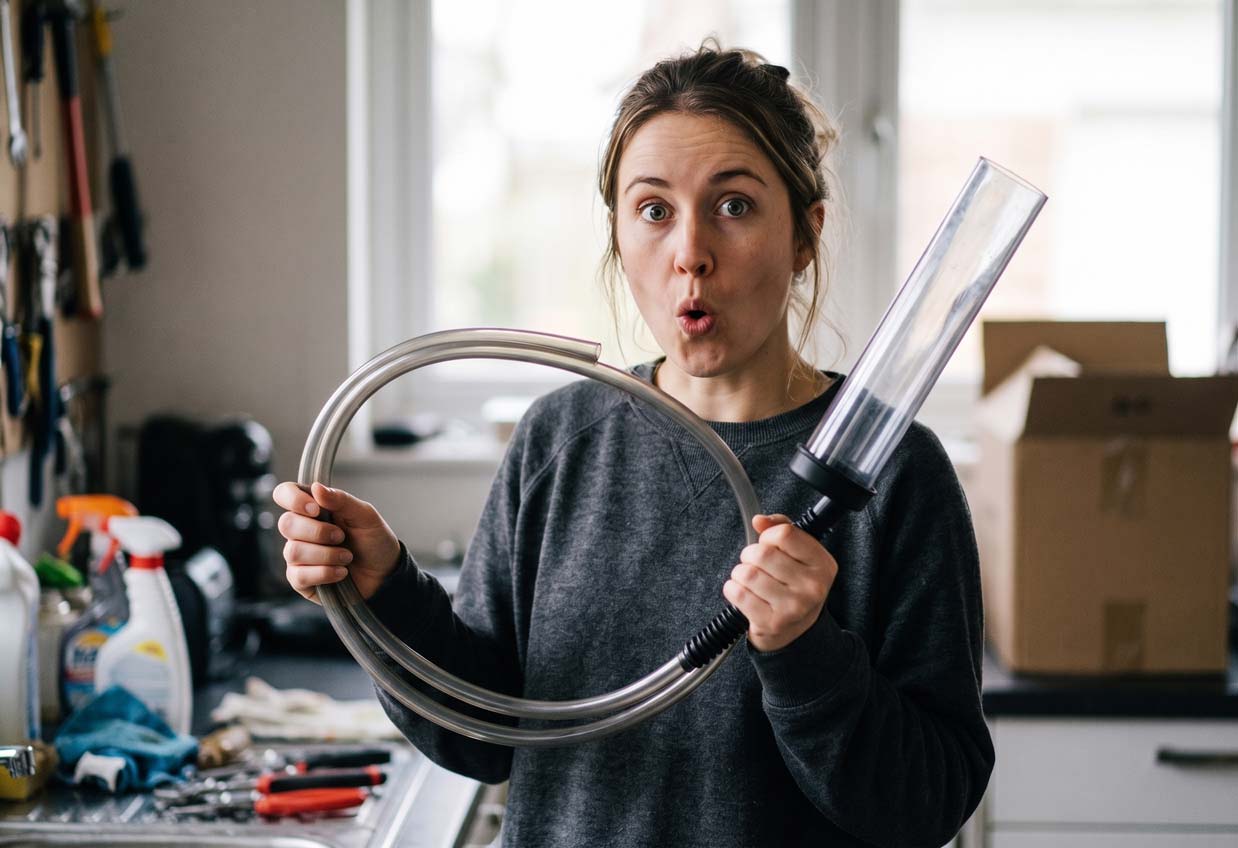 Une femme tenant une pompe à pénis