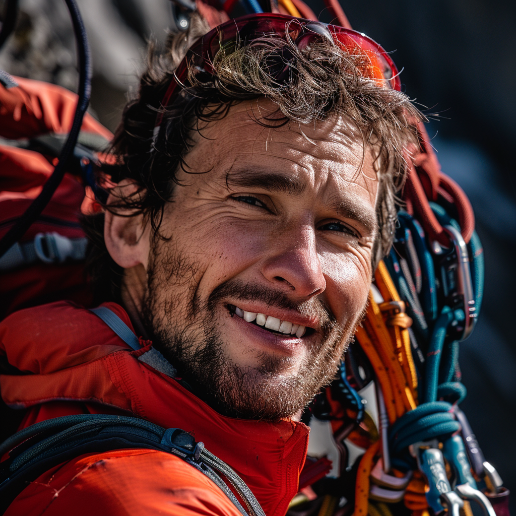 Un homme avec du matériel d'escalade