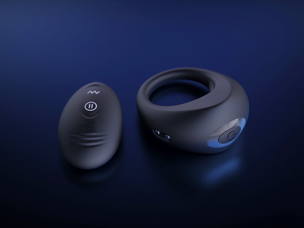 Animation sur fond bleu foncé du cockring Pulse One d'ONY