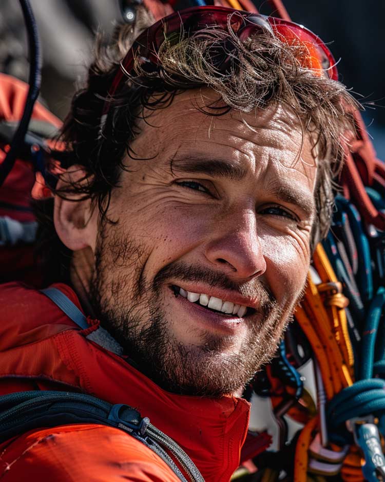 Un homme avec du matériel d'escalade